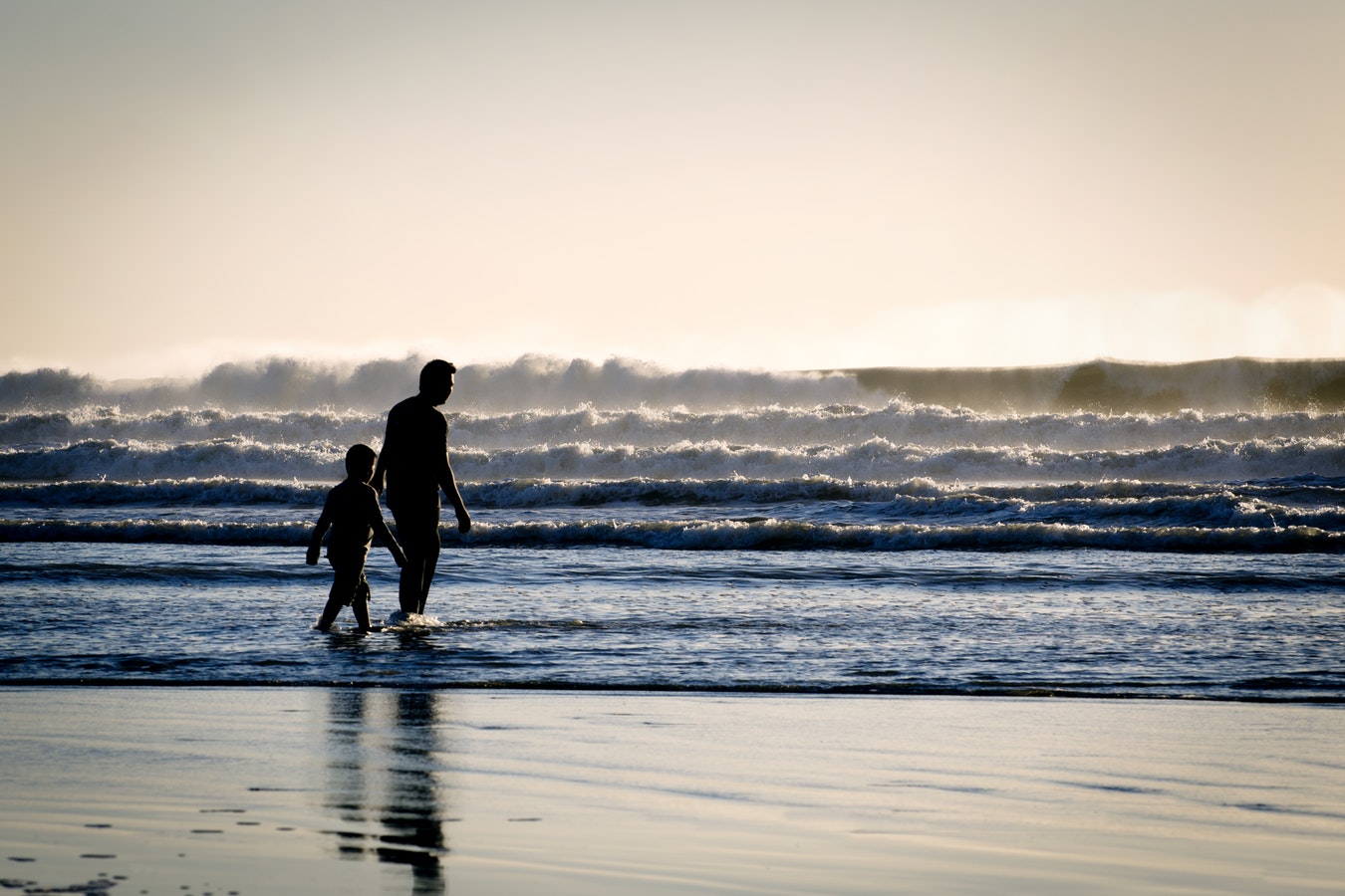 Whānau walking on a NZ beach